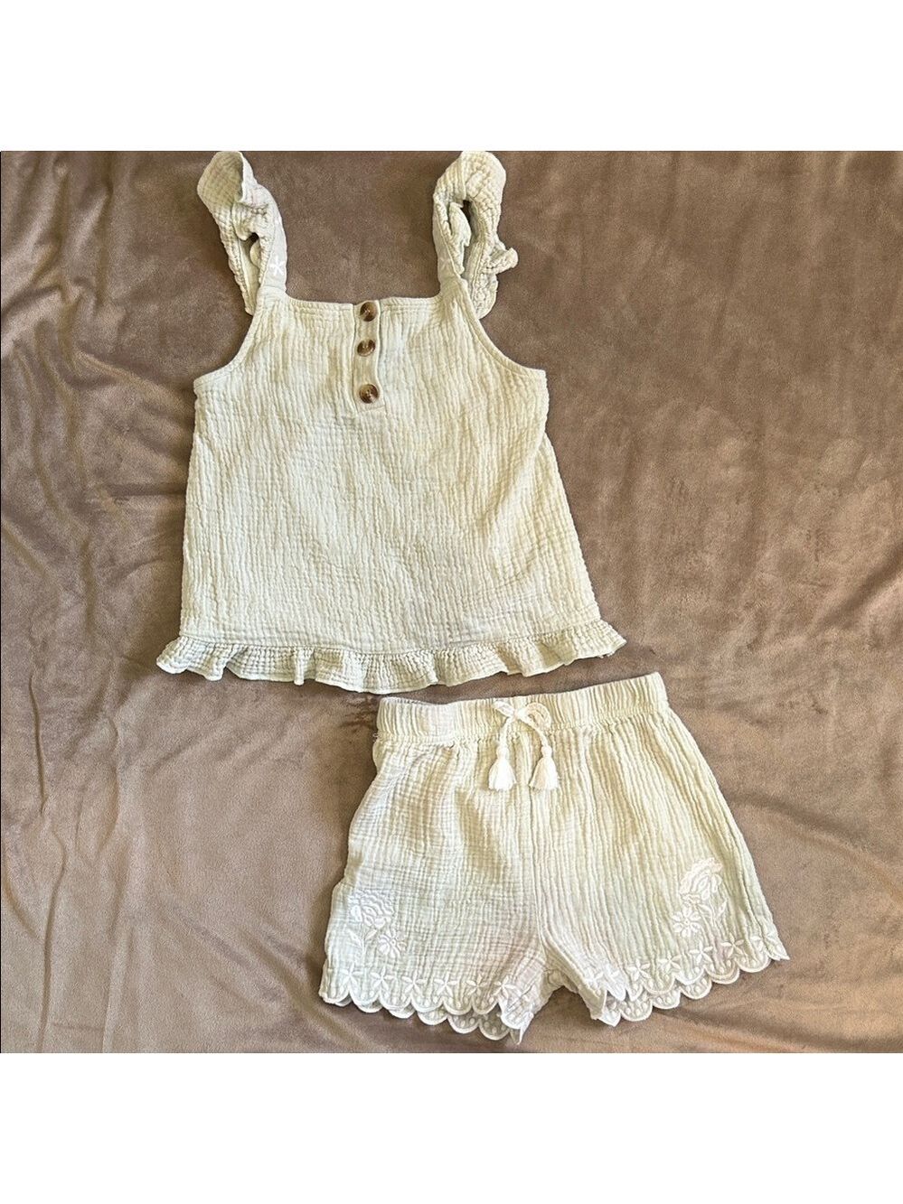 Rachel Zoe Light Mint Gauze and Embroidered Matching Set size 8